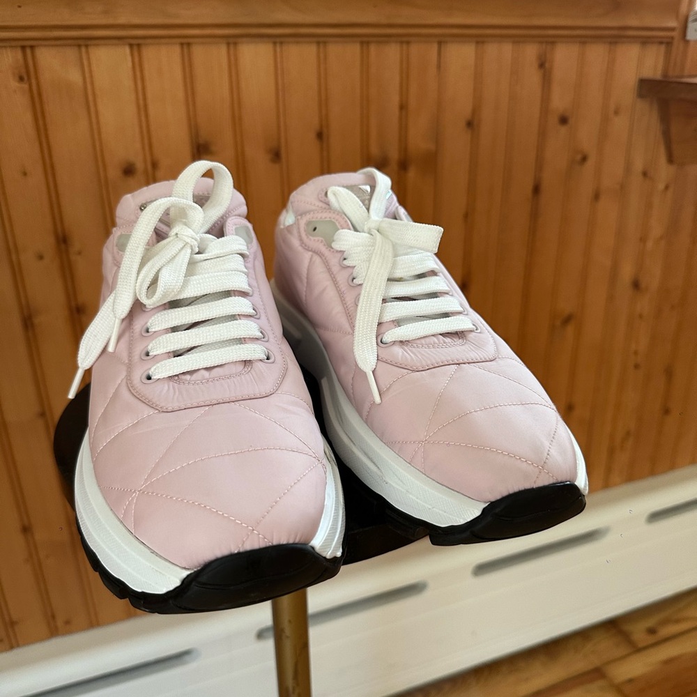 Prada Piuma Quilted Sneakers Re-Nylon Trainers Light Pink 39.5